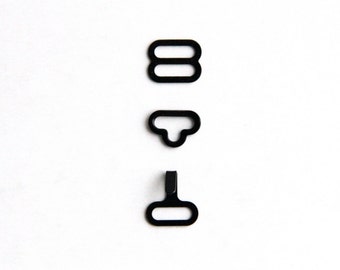 50 sets van 10mm metalen strikje hardware schuif oog en haak (zwarte kleur)