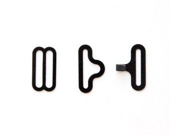 50 sets of bow tie hardware slide eye and hook 19mm (black finish)