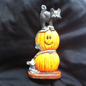 Halloween pumpkin black cat figure decoration