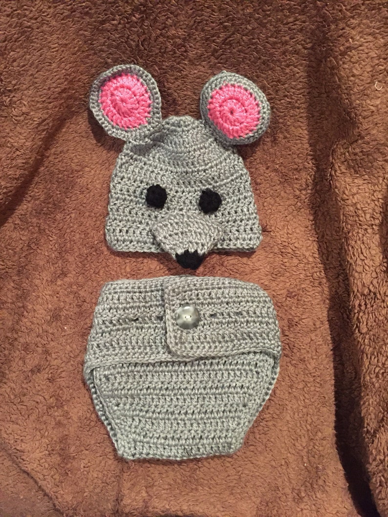 Mouse costume Diaper cover and hat.