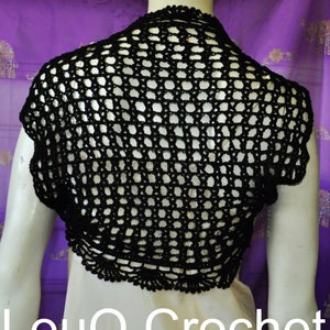 Crochet black lace shrug