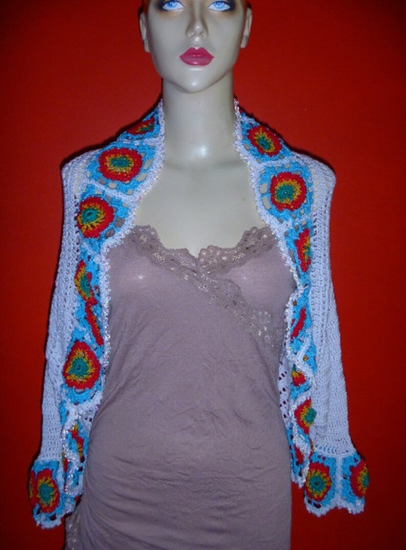 White Bolero Style Jacket With Decorative Trim and Beading Etsy