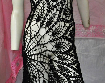 Crochet black fan spanish style dress