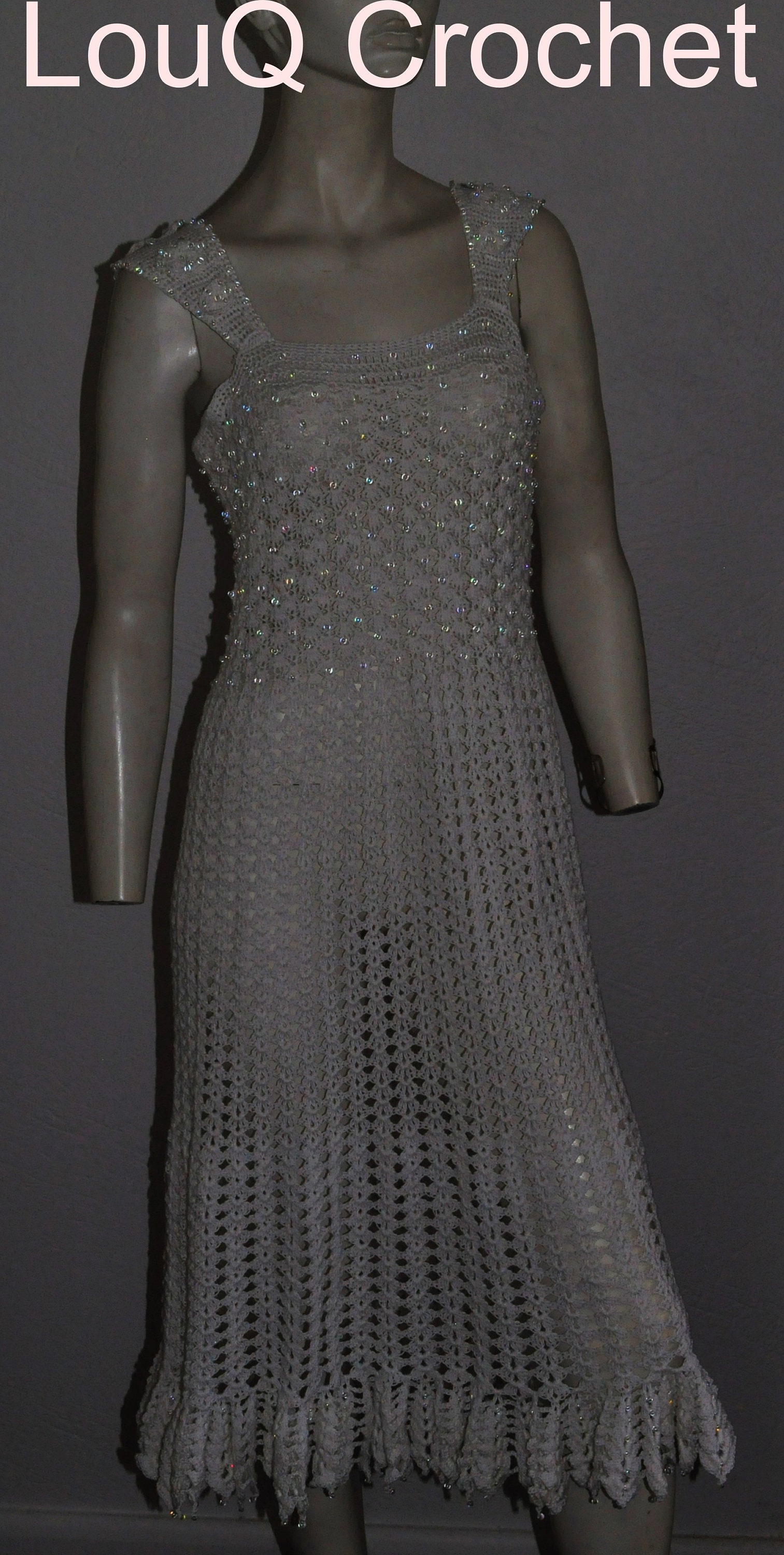 white crochet beaded dress Majestic Beaded Crochet Mini Dress main image 1