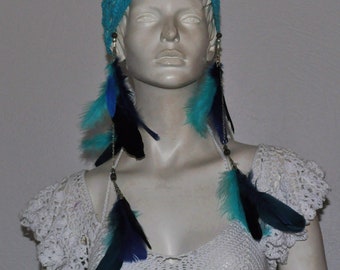 Crochet Stevie Nicks style hat in blue