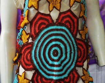 Crochet stars and swirls tank top