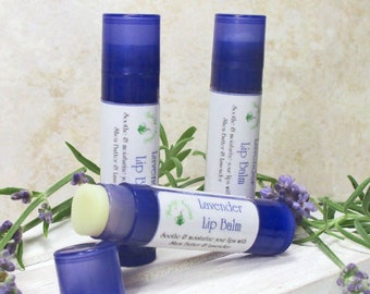 Lavender lip balm, a natural moisturizing organic lip balm essential oil blend clear lip gloss for dry lips mom self care gift