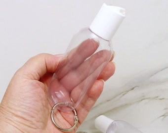 1.70 oz plastic bottles set of 3 keychain bottles with caps, home and travel key chain lotion bottles