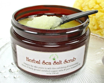 Sea salt scrub, a Dead Sea Salt scrub and natural exfoliating body scrub with essential oil blend