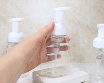 8 oz foaming soap dispenser set of 2 bottles refillable clear plastic bottles with white foaming hand soap dispenser pump