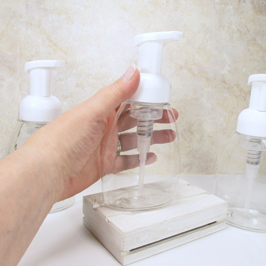8 Oz Foaming Soap Dispenser Set of 2 Bottles Refillable Clear Plastic