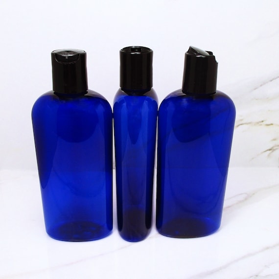 4 Oz Squeeze Bottles Set of 3 Plastic Bottles Blue Dundee Empty Bottles  With Dispenser Caps for Dish Soap Shampoo Conditioner or Lotion 