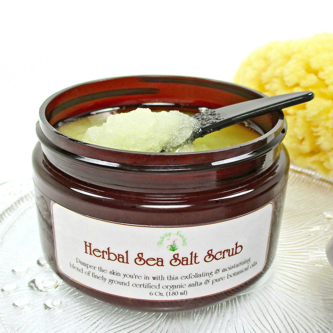 Sea salt scrub, a Dead Sea Salt scrub and natural exfoliating body scrub with essential oil blend