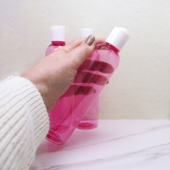 8 Oz Pink Squeeze Bottles Set of 3 Cosmo Round Empty Plastic