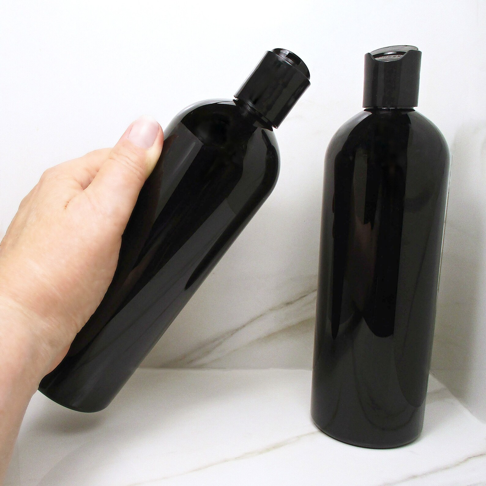 16 Oz Black Plastic Bottles Set of 2 Cosmo Round Empty Etsy Singapore