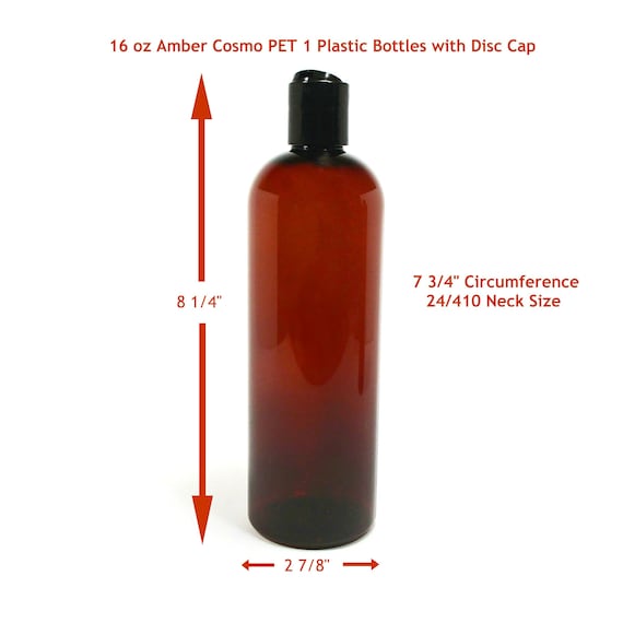 16 Oz (480 mL) Amber Glass Bottles, Caps Included