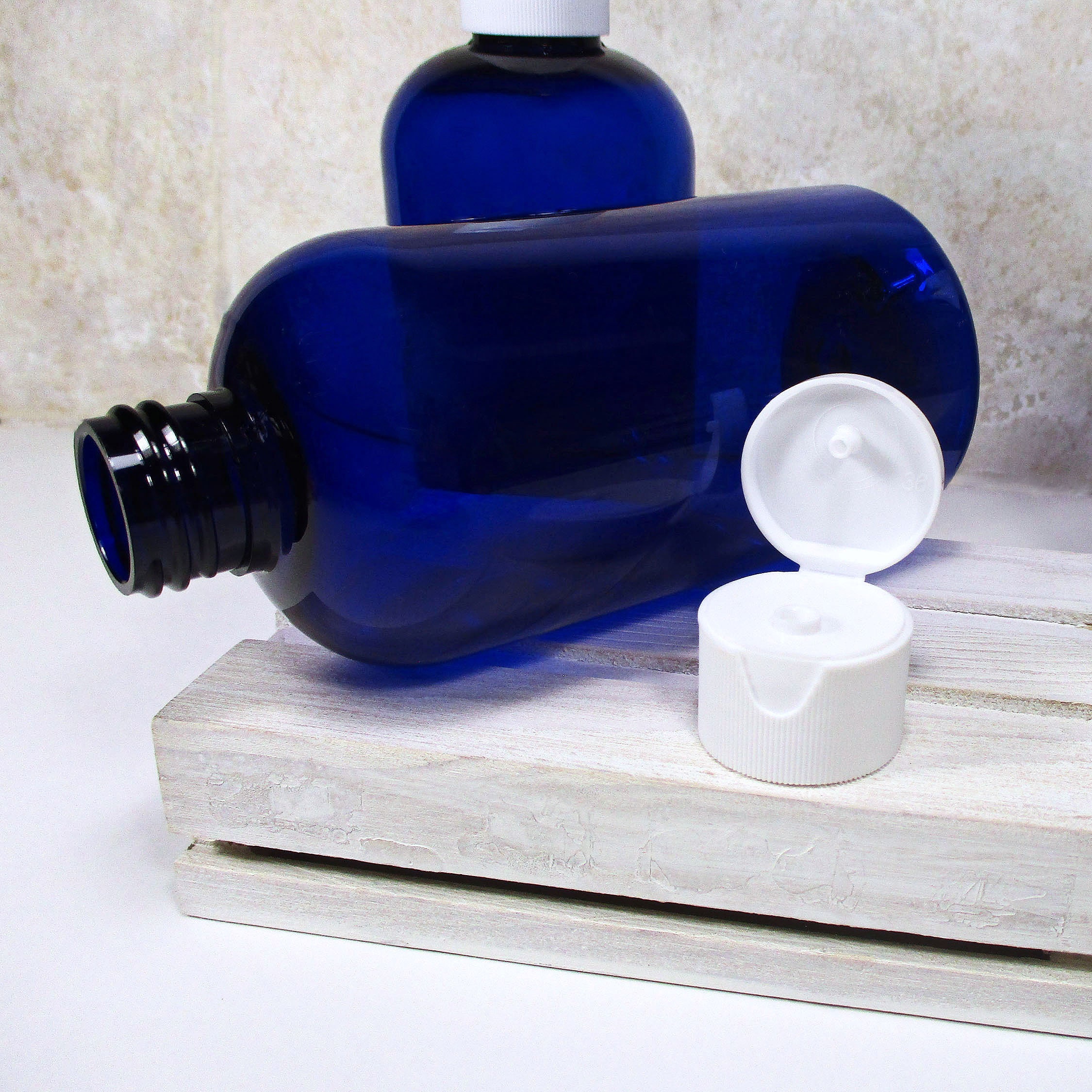 8 Oz Plastic Bottles Set of 3 Squeeze Bottles Blue Dundee Bathroom Bottles  or Squirt Bottles for Shampoo Lotion or Dish Soap Dispenser 