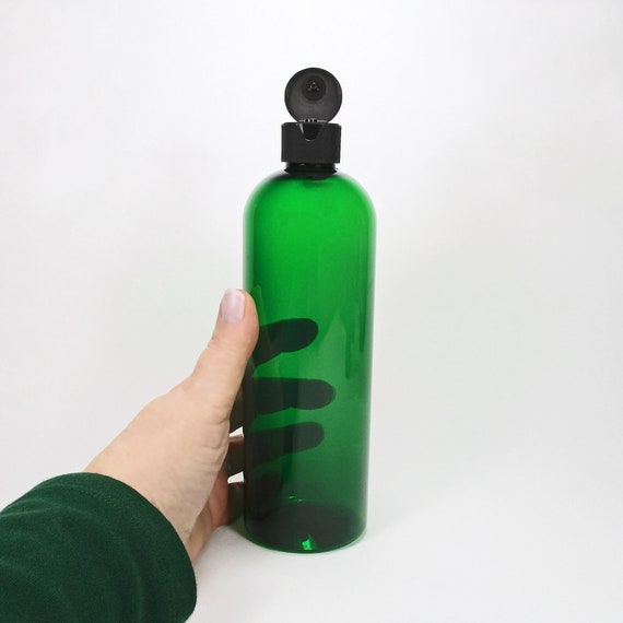 16 Oz Plastic Bottles Set of 2 Green Bottles Empty Squeeze Bottles With  Black Flip Top Bottle Cap for Shampoo Lotion or Dish Soap 