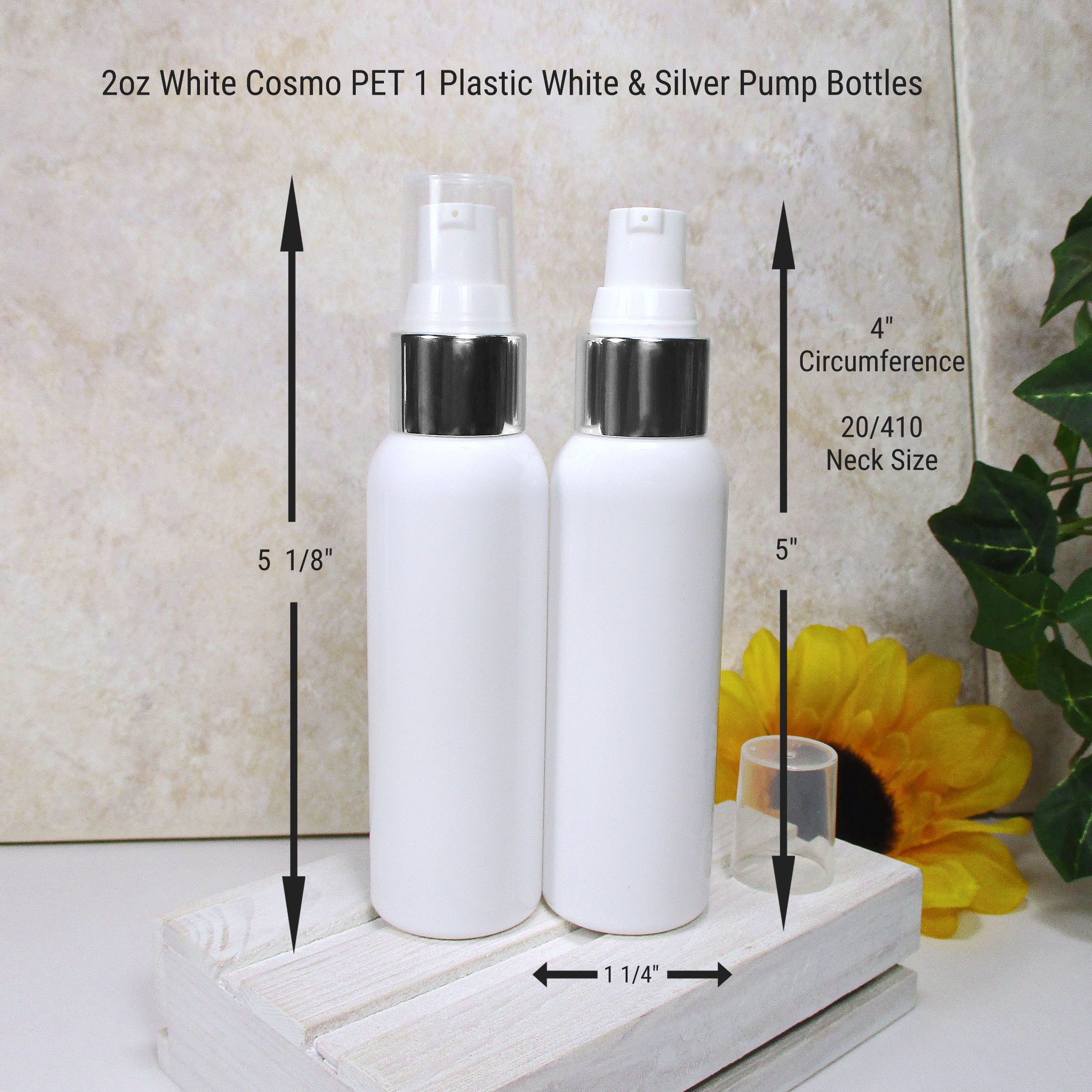 2 oz pump bottles set of 3 plastic bottles with white and Etsy