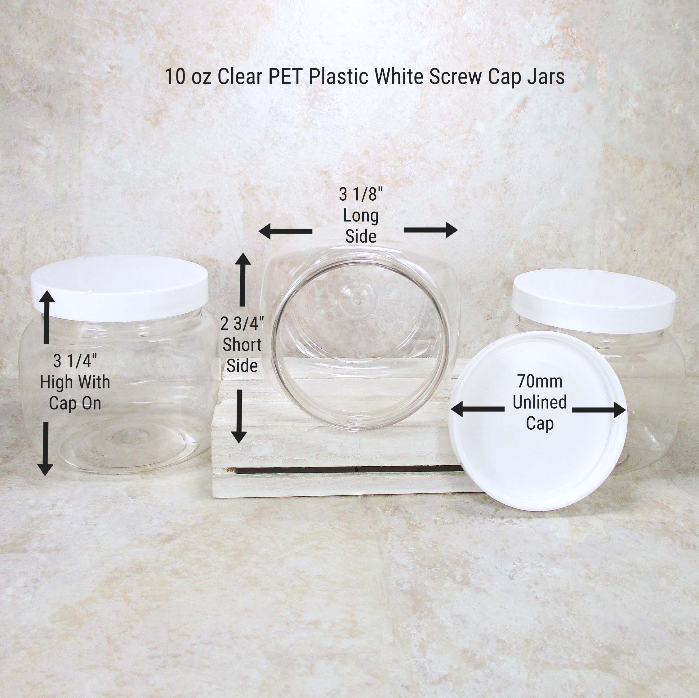 10 Oz Clear Plastic Jars With Lids Set of 3 Storage Jars for Cosmetic or  Kitchen Storage Jar Spice Jar or Slime Jars 