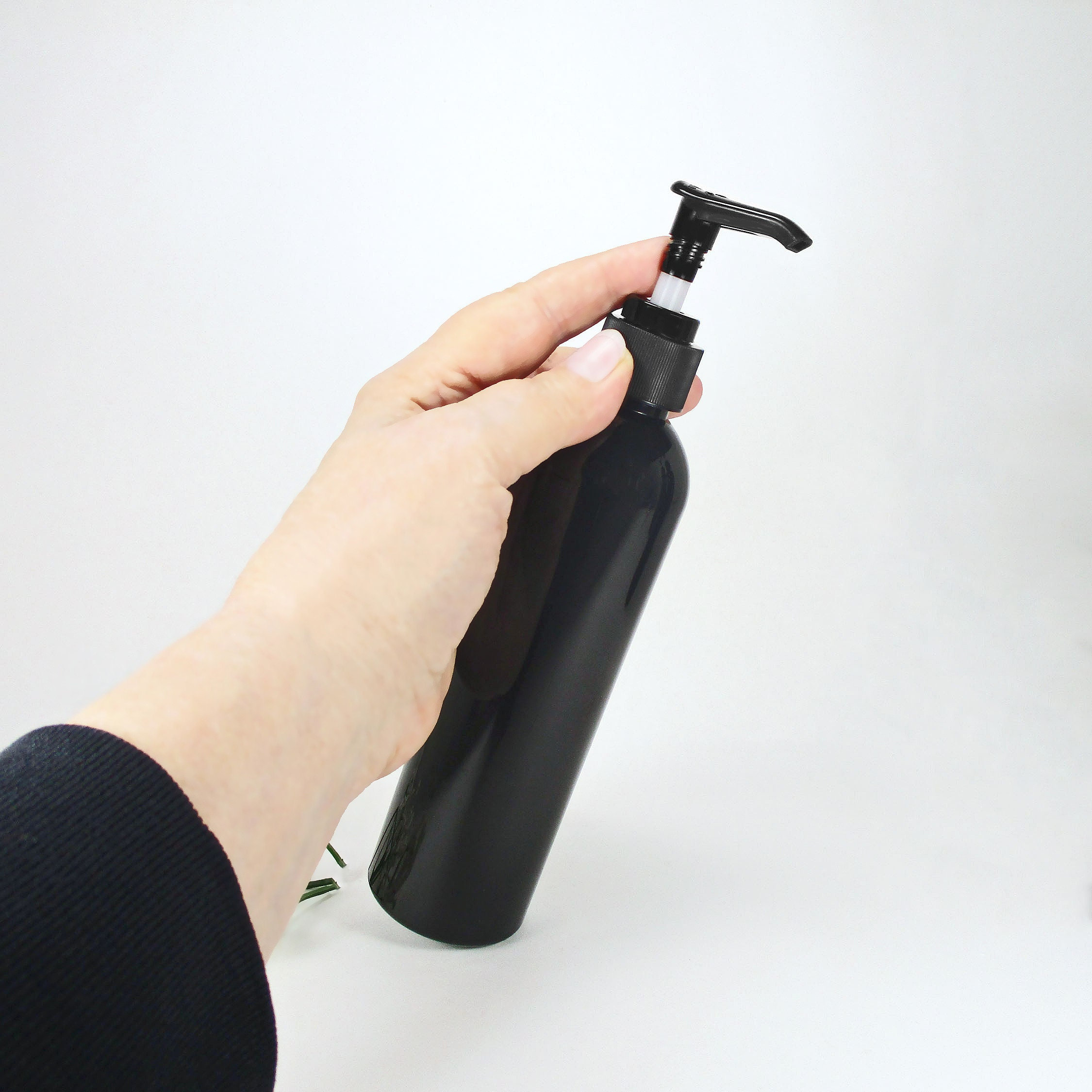 8 oz pump bottles, set of 3 black plastic bottles, shampoo bottle lotion bottle or soap pump dispenser bathroom bottles