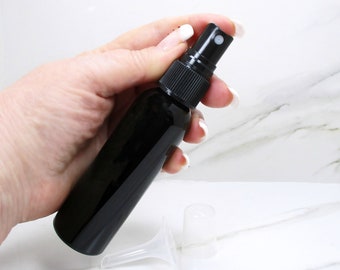 2 oz black spray bottle, set of 3 empty plastic bottles with fine spray mister atomizer