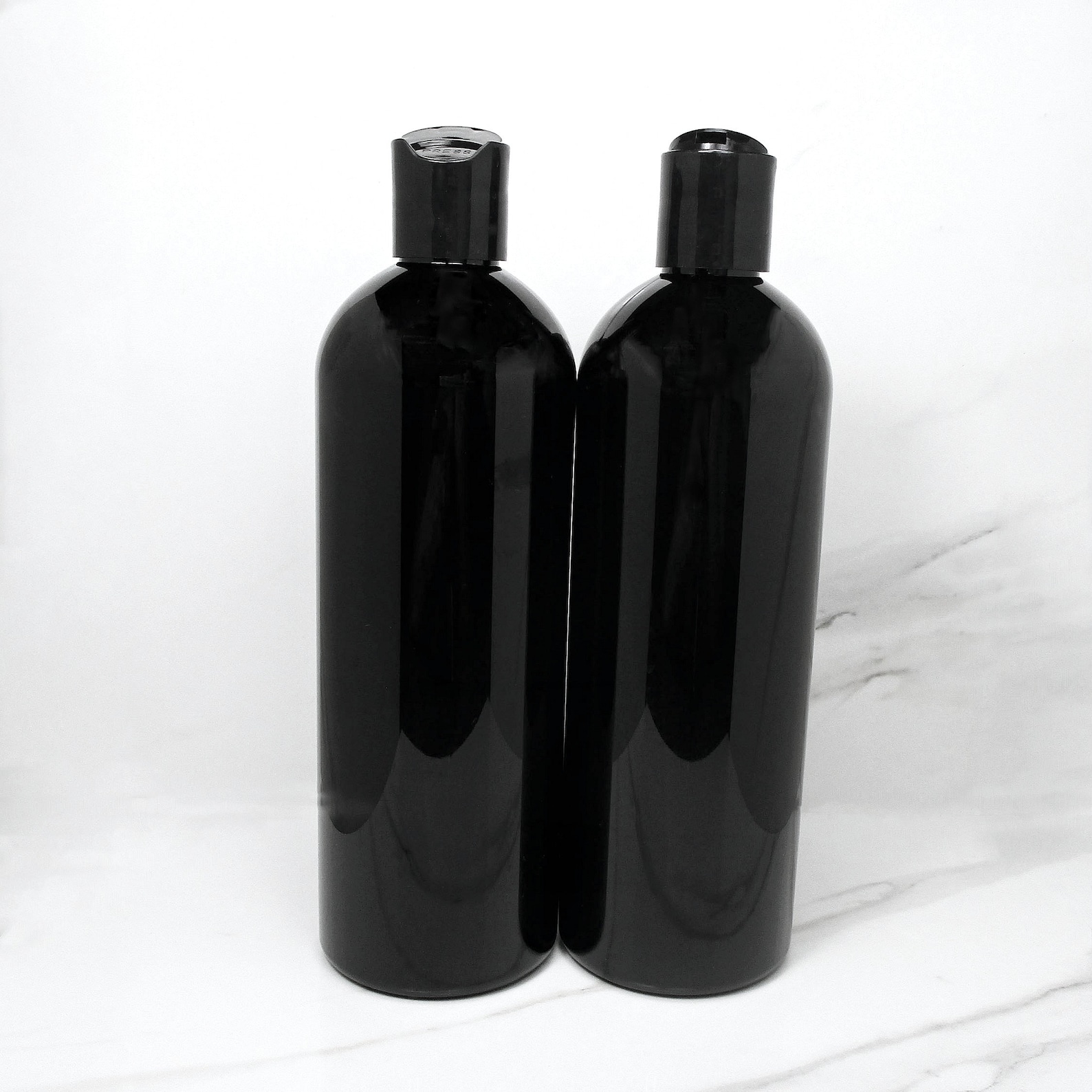 16 Oz Black Plastic Bottles Set of 2 Cosmo Round Empty Etsy Israel