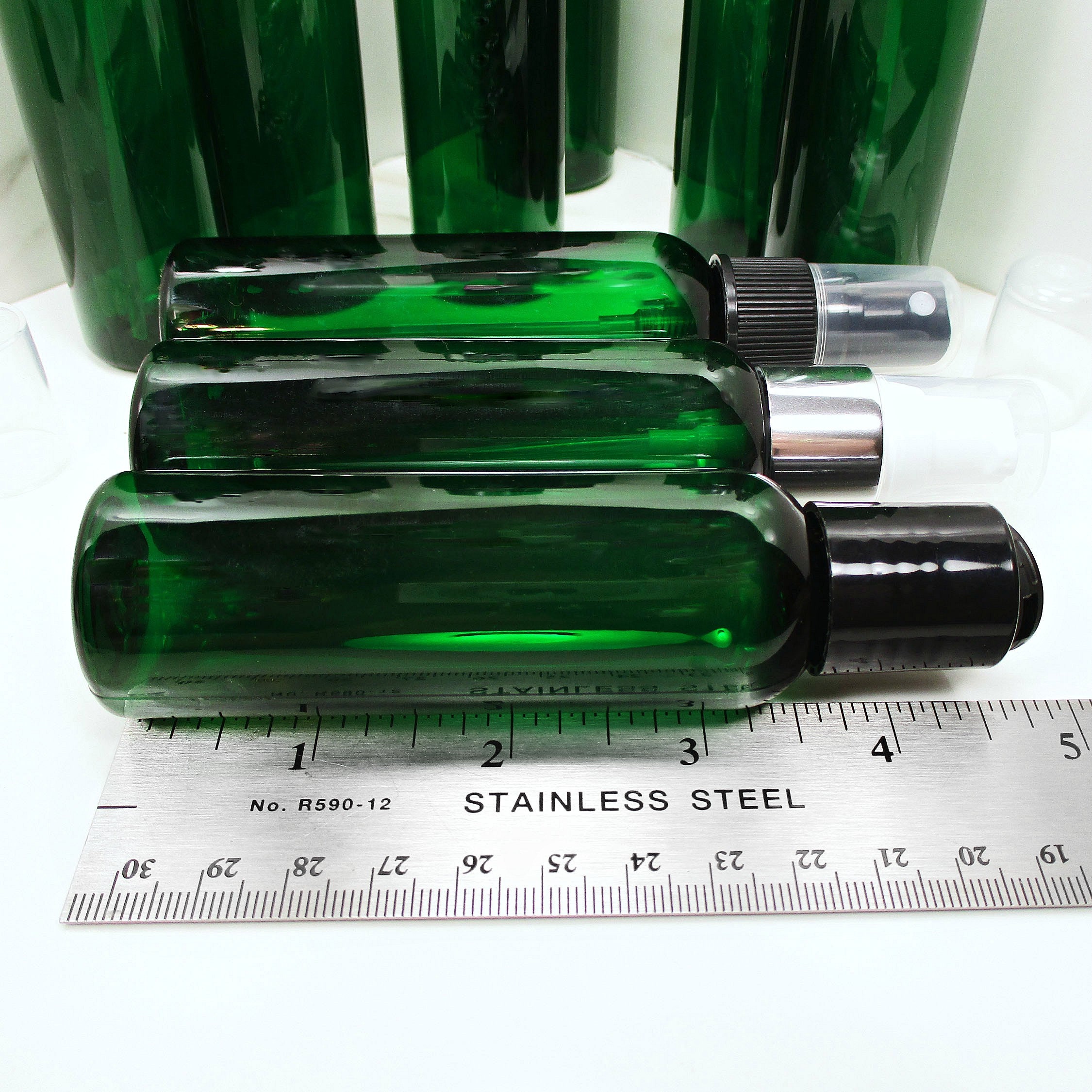 2 Oz Spray Bottles Set of 3 Bottles, Green Empty Travel Plastic