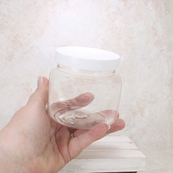 10 Oz Clear Plastic Jars With Lids Set of 3 Storage Jars for