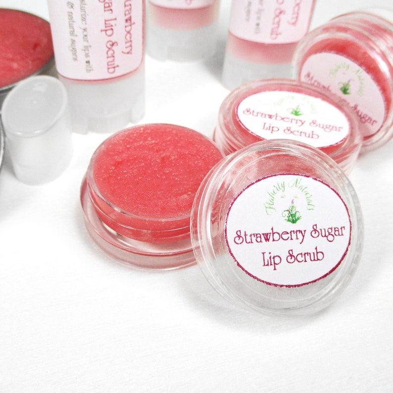 Lip scrub Strawberry sugar scrub and lip balm a exfoliating Etsy