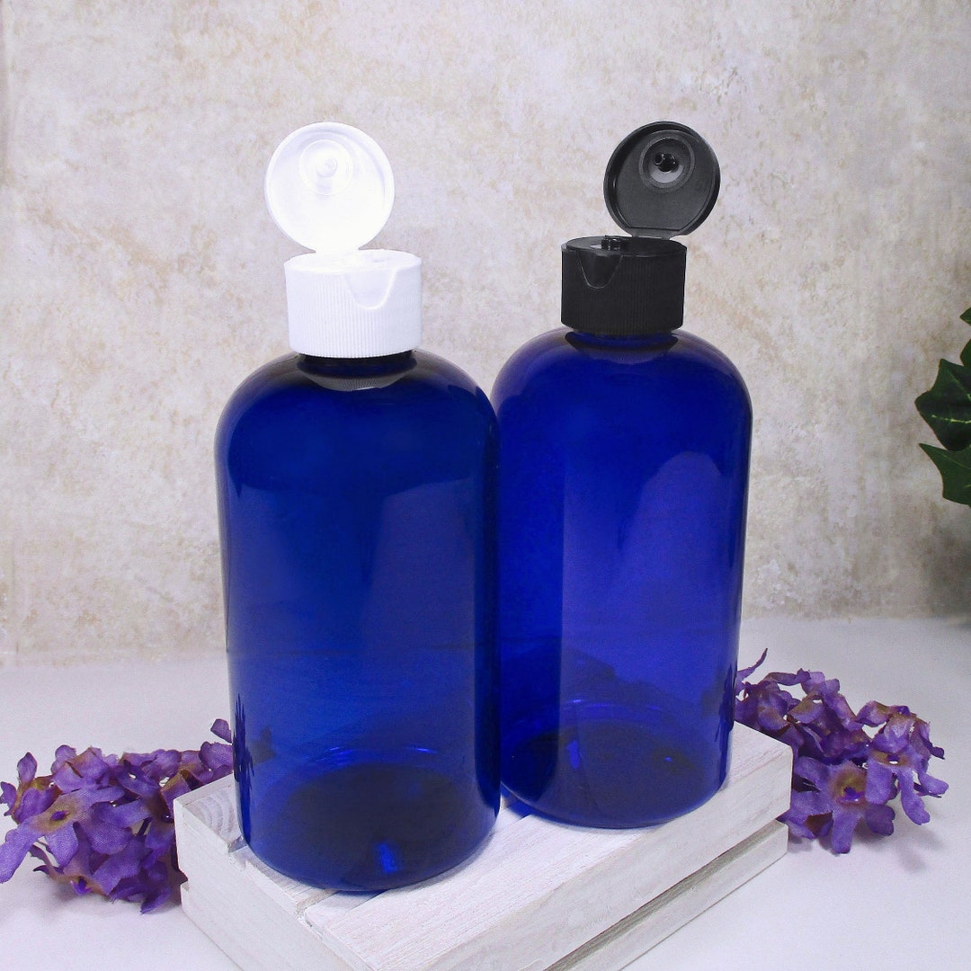 8 Oz Plastic Squeeze Bottles, Set of 3 Blue Boston Round Bathroom