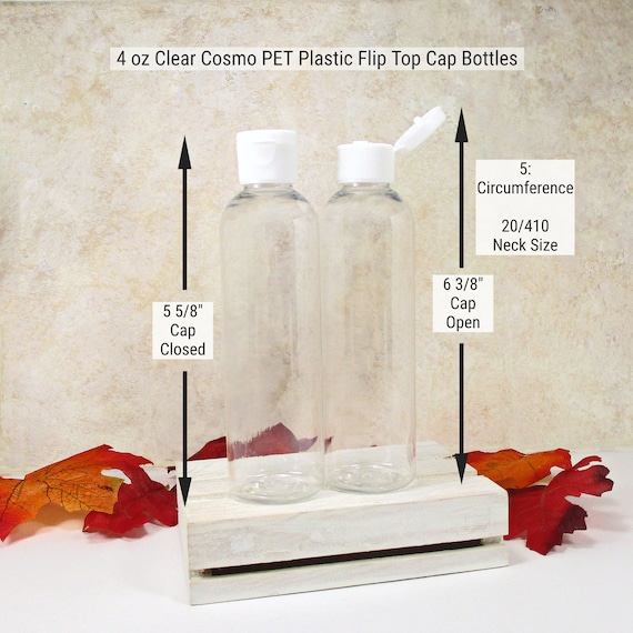 4 Oz Plastic Bottles Set of 3 Clear Squeeze Bottles With White