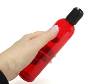 8 oz plastic bottles set of 2 red squeeze bottles empty bottles with disc dispenser caps for shampoo conditioner soap or lotion