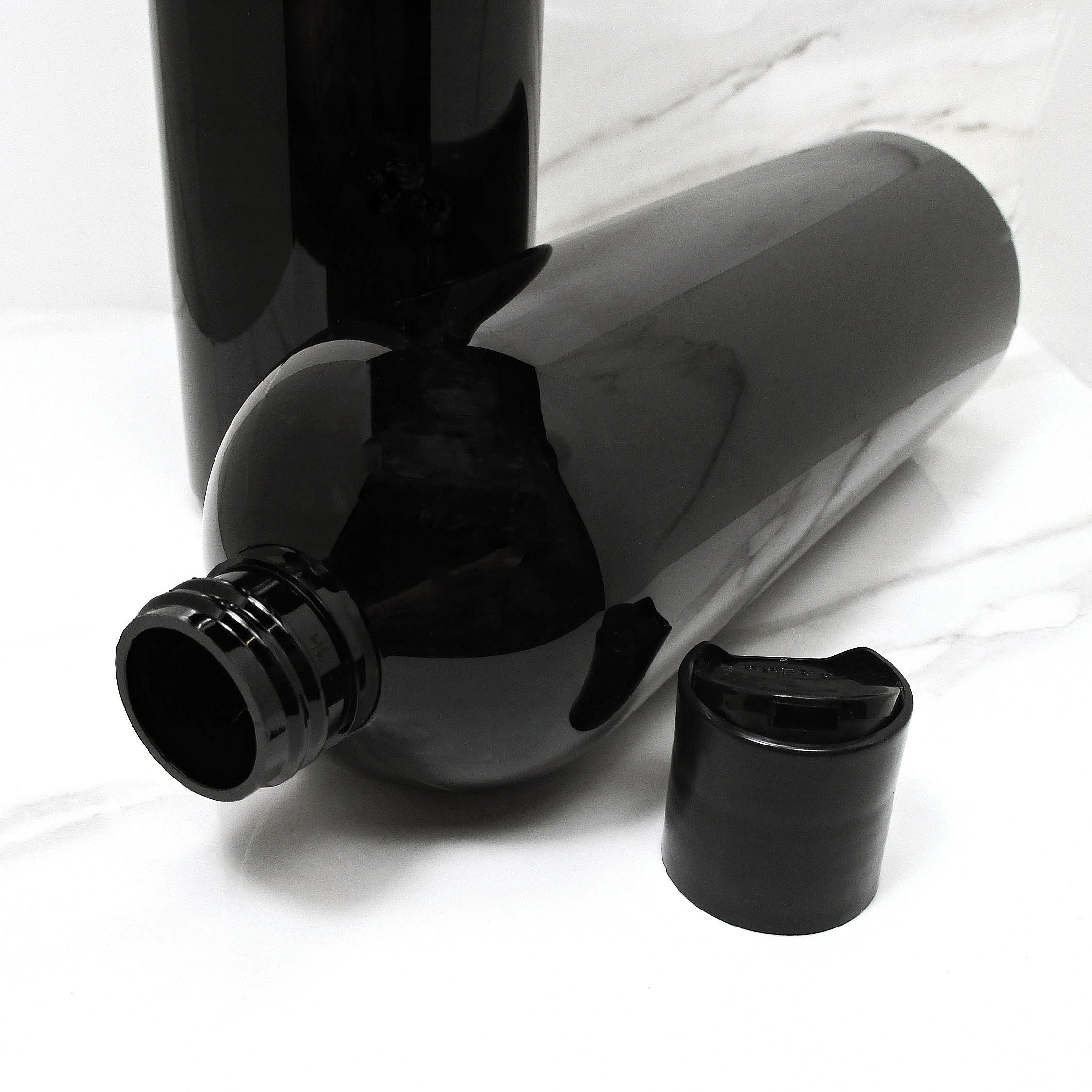 16 Oz Black Plastic Bottles Set of 2 Cosmo Round Empty Etsy Singapore