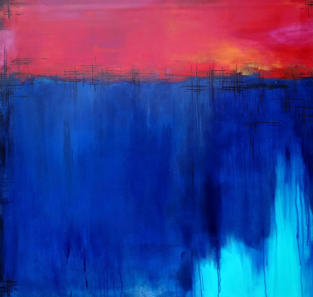 Red And Blue Abstract Painting Large Canvas Wall Art 95x90cm Etsy Red And Blue Abstract Painting Large Canvas Wall Art 95x90cm Etsy