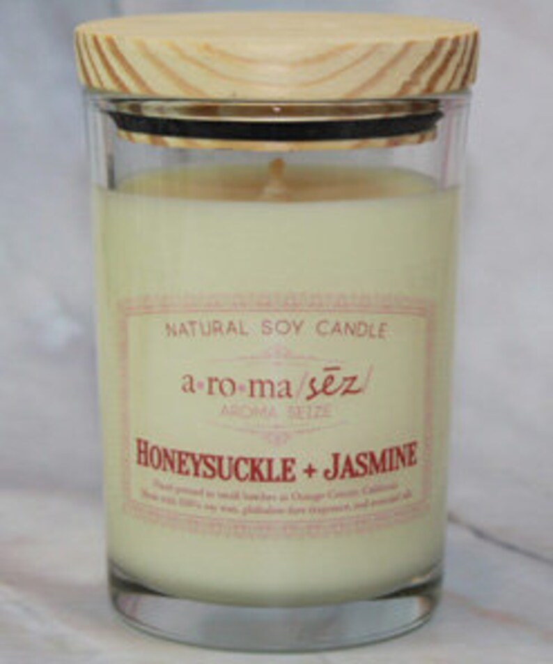 Bougie de jasmin de chèvrefeuille Meilleur vendeur Sans phtalates Frais Florale Jasmin Doux et épicé Bougie de décor de saisie darôme Cire de soja image 2