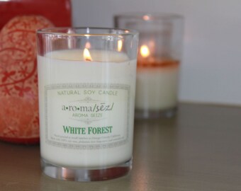 White Forest Soy Candle | Phthalate-Free | Clear Jar | Winter | Holiday | Pine + Cypress Candle | Aroma Seize Decor Candles | Soy Wax