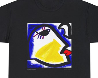 Woman in Blue and Yellow - Unisex Heavy Cotton Tee