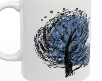 Blue Tree Blowing in the Wind:  Ceramic Mug 11oz