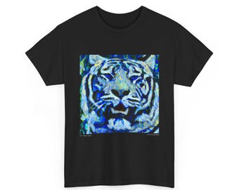Blue Tiger Artwork T-Shirt - AI art