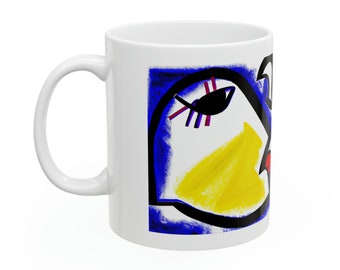 Woman In Blue and Yellow - Ceramic Mug, 11oz