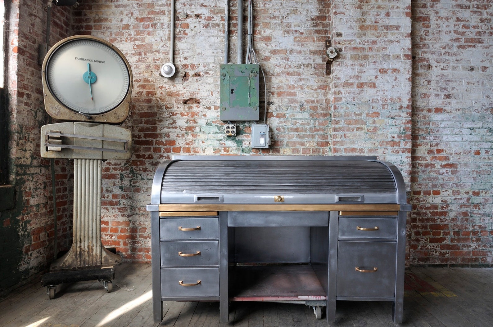 Vintage Stripped Steel Roll Top Desk Etsy