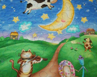 Custom 'Hey Diddle Diddle' Baby Quilt: Nursery Decor, Playmat
