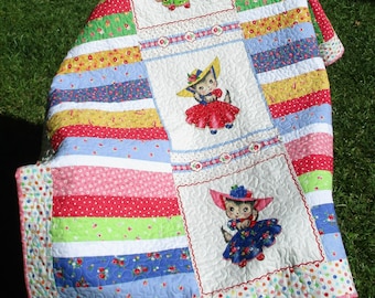 Vintage Pam Kitty Quilt, Kitty Belle Portraits (44" x 44")