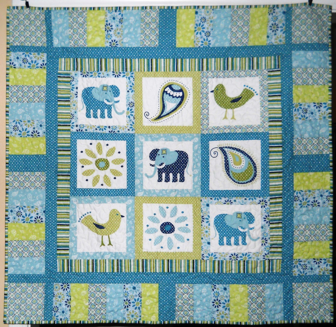 Elephant Baby Crib Quilt Toddler Bed Quilt Cuddle Quilt Etsy