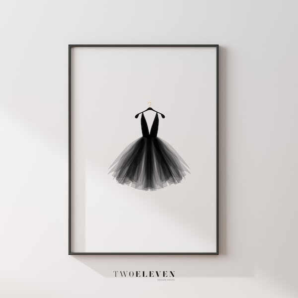 Luxury Fashion Poster, Fashion Runway Watercolor Illustration, Black and White, Modern & Minimalist Printable Wall Art, Instant Download