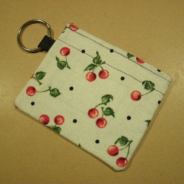 Key Chain Gift Card Business Card Holder Party Favor Coin Purse Cherries White