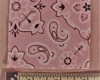 20 Pre-cut Charm Quilt Squares 3" Pink Bandanna Print Alexander Henry 2000