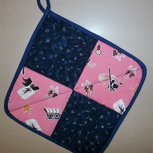 Pot Holder Retro Cowboy Print Cattle Brands  9&quot; Vintage-look Rockabilly Rodeo Western