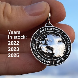 Antarctica Punta Arenas 2022, 2023, 2025 Silver Pendant — Unique Gift for Southern Polar Explorers and Cruise Adventurers